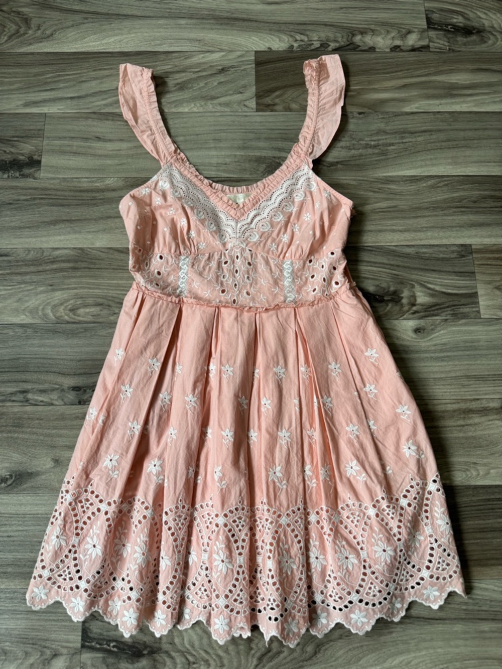 LoveShackFancy Mochi Cotton Eyelet Mini Dress in Pink Size 6 - Picture 1 of 9